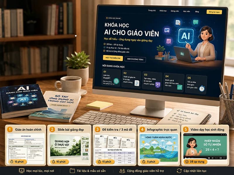 Ví dụ đầu ra: giáo án, slide, đề kiểm tra, infographic, video bài giảng
